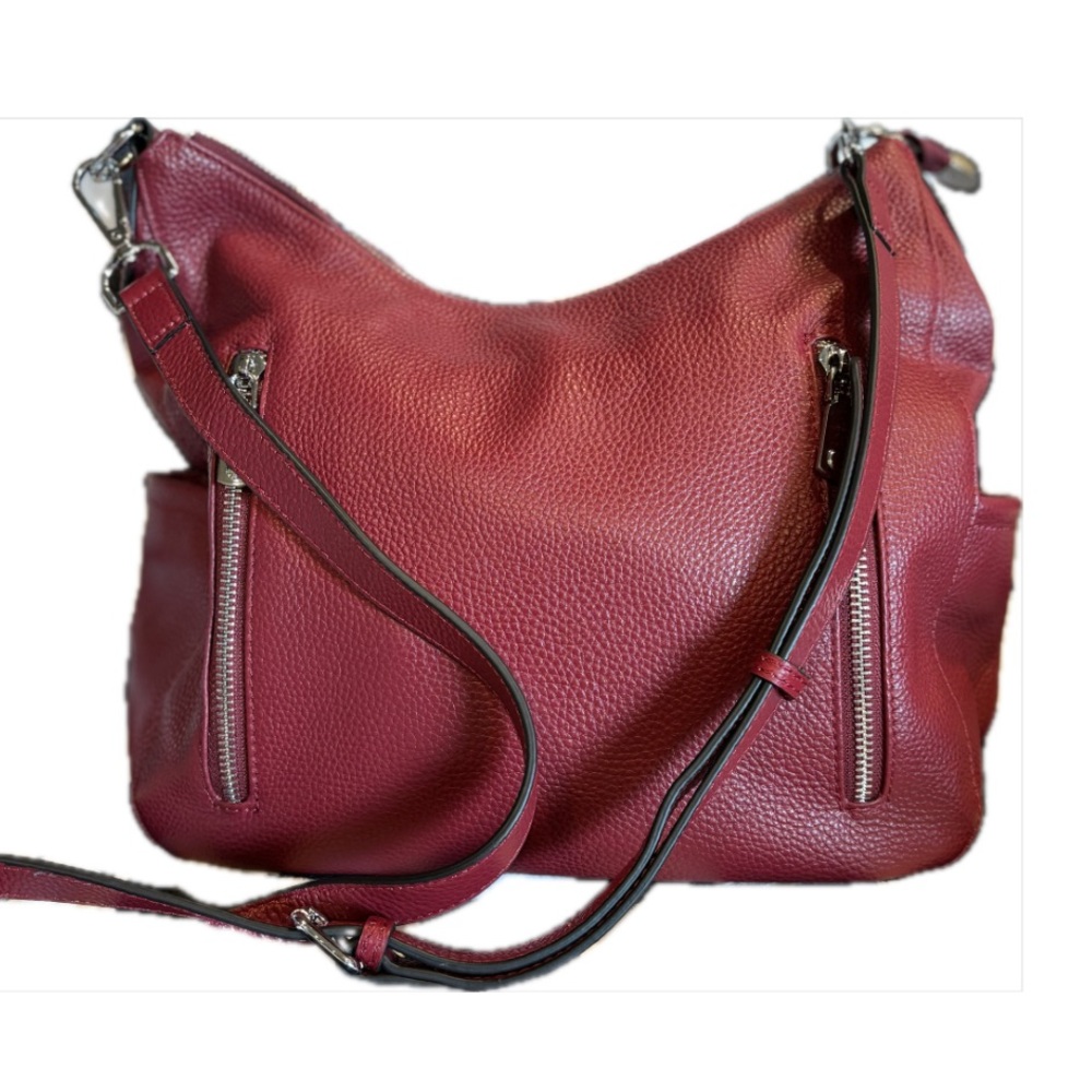 LEATHER OVER EARTH Red Leather Hobo Crossbody Bag - Picture 1 of 4